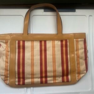 Kate Spade Tan and Red Striped Tote